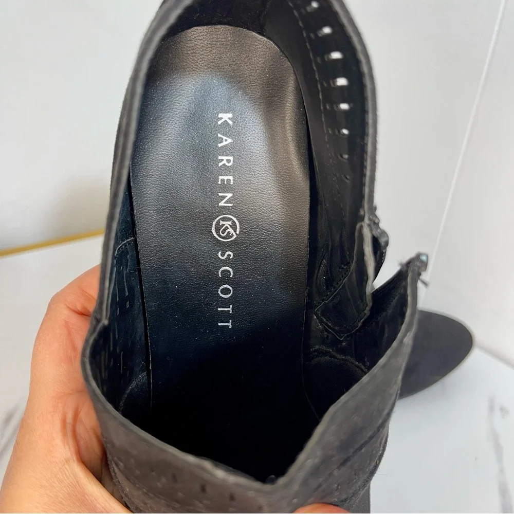 Karen Scott black ankle booties - size 9.5 with the cut-out detailing